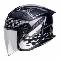 Capacete Racer1 Rc3 Wind-R Glory Preto Cinza Prata