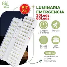 2-8 Luminária Emergência Lâmpada 30 ou 60 Leds Recarregável Bivolt Luz Branca