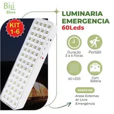 Luminária Emergência Lâmpada 60 Leds Recarregável Bivolt Luz Branca (Branco Frio 6,500K)
