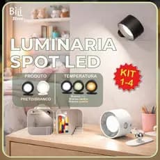 Luminária Spot Led 8W Arandela Cabeceira Luz de Parede 3 Tons de Luz Recarregável USB