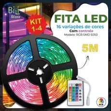 Fita LED 5050 SUPER LED ULTRA RGB 5M 12V 300 LEDS FITA + CONTOLE | 16 CORES IP20 Pronta Entrega