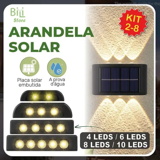 2-8 Luminária Arandela Solar 6 8 e 10 LED Luz Branco Quente para Parede a Prova dágua Spot parede