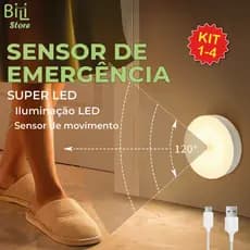 Luminária Led Sensor De Presença Automático 3 Tons de Luz Inteligente Recarregável USB