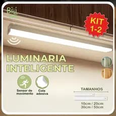 Smart Luminária Inteligente Ultra LED com sensor de movimento sem fio e Recarregável USB fino barra 10/20/30/50cm
