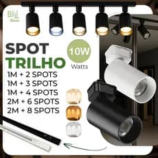 Trilho Spot LED para trilho eletrificado + Trilho + Conector Tubinho Preto e Branco 10W Bivolt
