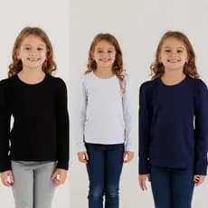 Kit 3 Blusas Infantil menina Manga Comprida de Cotton 1/2/3/4/6/8/10