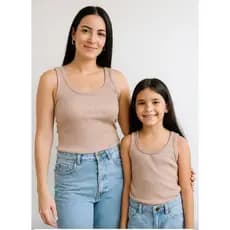 Kit Regata Mãe e Filha Kit 2 Blusa Ribana canelada Adulto + Infantil