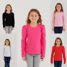 Blusa Infantil Menina de Cotton Basica Modinha 1/2/3/4/6/8/10