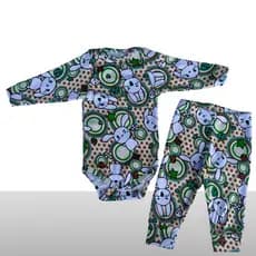 3 Conjunto Estampado Body e Calça Infantil Bebê Recem nascido Ribana Canelada