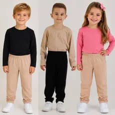 3 Calça Infantil Kit de Menino e Menina Algodão Fininha Dia a Dia 1/2/3/4/6/8/10