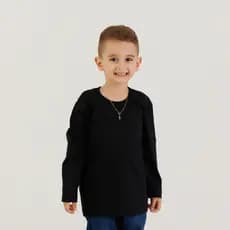 Camiseta Infantil Menino Manga Comprida Escolar em Meia Malha fio penteado 1/2/3/4/6/8/10