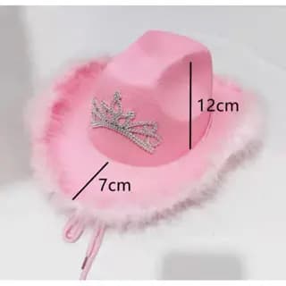 Chapeu de cowboy feminino rosa com pena e de sheriff masculino adulto