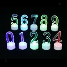 Vela De Led Número Acrílico De Bateria colorido