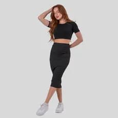 Saia Midi Fashion Feminina Inverno Longa Preto