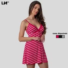 Camisola Linha Noite Listrada Alça Regulável