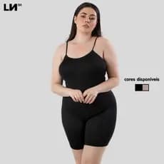 Macaquinho Segunda Pele Linha Noite Plus Size Anagua Preto