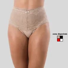 Calcinha Modeladora Linha Noite Cintura Alta Rendada Feminina
