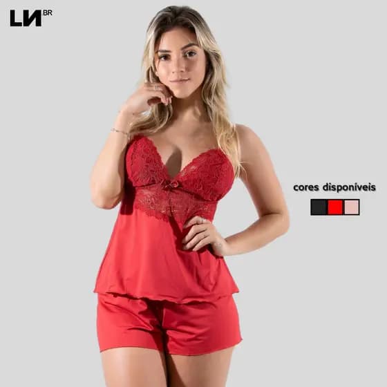 Baby Doll Pijama Feminino Linha Noite Sem Bojo Conjunto Microfibra