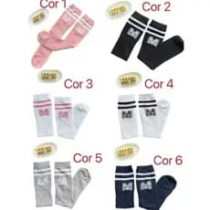 Meia Infantil Cano Long 2-10 ano ,meia 3/4 com letra M,sem calcanhar tamanho unico NTW-3
