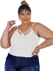 Blusinha feminina regata plus size de alcinha  com  canudinho primavera verão
