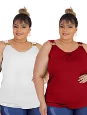 kit C/2 Blusinha plus size Regata com fivela estilosa moda primavera verão