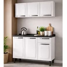 Kit Cozinha Completa Itatiaia Rose Balcão 105cm Aço Branco + Armário Aéreo 3 Portas Organização Premium