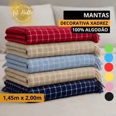 Manta para sofá Xadrez 100% Algodão e Xale Para Sofá Ou Cama 145m x 2,00m Oslo