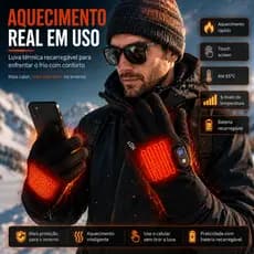 Luva Térmica Aquecida Recarregável 3000mAh 5 Níveis Touch Dedo Removível para Moto Bike Jogos Inverno