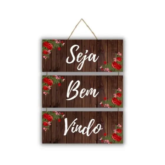 Kit de 3 Placas Decoração - Seja Bem vindo