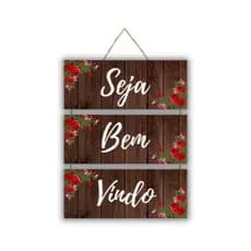 Kit de 3 Placas Decoração - Seja Bem vindo