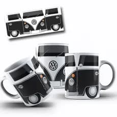 Caneca Porcelana Kombi Personalizada Com Seu Nome Na Placa - Carros antigos - Nostalgia - Geek