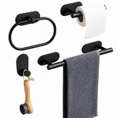 Kit Acessórios De Banheiro Suporte Auto Adesivo Com 4 Peças Aço Inox Porta Toalha Papel Higienico