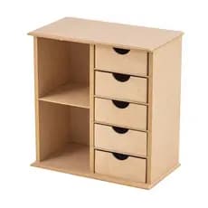 Organizador de Mesa com gavetas maquiagm Gaveteiro de Mesa Mdf cru 5 Gavetas