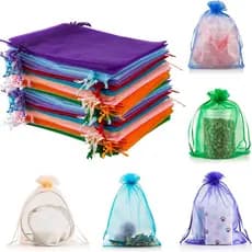 100 Peças (7cmx9) (9x12) Saco Organza Embalagem de Jóias de Casamento Caixa de Presente de Produto