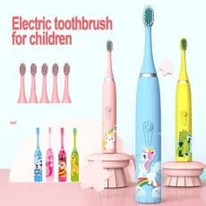 Escova de dentes elétrica ultrassônica infantil, trilha sonora Original, fofa, formato de onda, cerdas macias, dupla fac