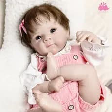 Boneca Bebê Reborn Silicone Menina Olhos Azuis pode dar Banho TINNYYOU