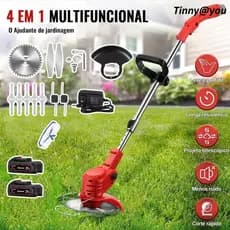 Aparador de Grama Elétrica a Bateria 21V com 2 Baterias e Kit de Lâminas Jardim TINNY YOU