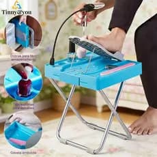 Suporte para Pés Ajustável para Pedicure em Casa com Lente de Aumento LED e Ventilador Integrado