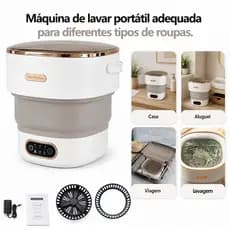 Mini Máquina de Lavar 13L Portátil Dobrável Automática Lavadora de Roupas 220V
