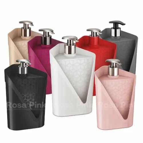 Dispenser Porta Detergente Bucha Click Preto Rosa Vermelho Branco Cappuccino Magenta Cinza 500ml UZ
