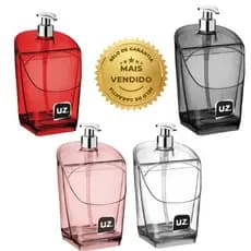 Porta Detergente com Suporte para Bucha UZ – Dispenser Transparente para Pia de Cozinha