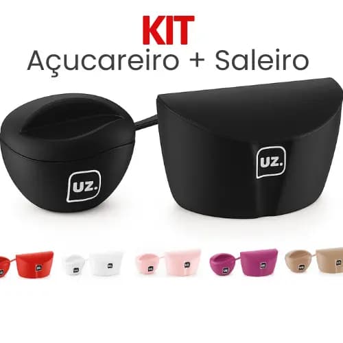 Kit Saleiro 500ml + Açucareiro 250ml Plástico Resistente UZ