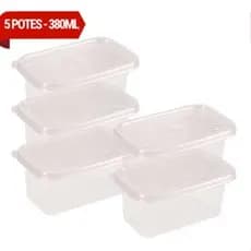 Kit 5 unidades Pote Pop Retangular 380ml Plasútil