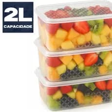Kit Pote Multiuso 2L com Tampa Transparente Rosa Preto Bege Roxo Vermelho Cozinha Alimentos Organizar UZ