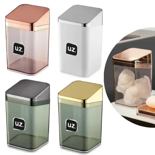 Porta Algodão Cotonete Transparente Linha Slim Banheiro UZ