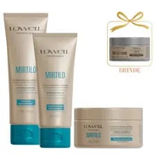 Kit Equilibrante Lowell Mirtilo Shampoo 240ml, Condicionador 200ml e Máscara 240g +BRINDE Máscara Protect Care 48g