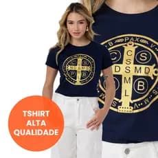 Camiseta T-shirt Feminina Medalha De Sao Bento