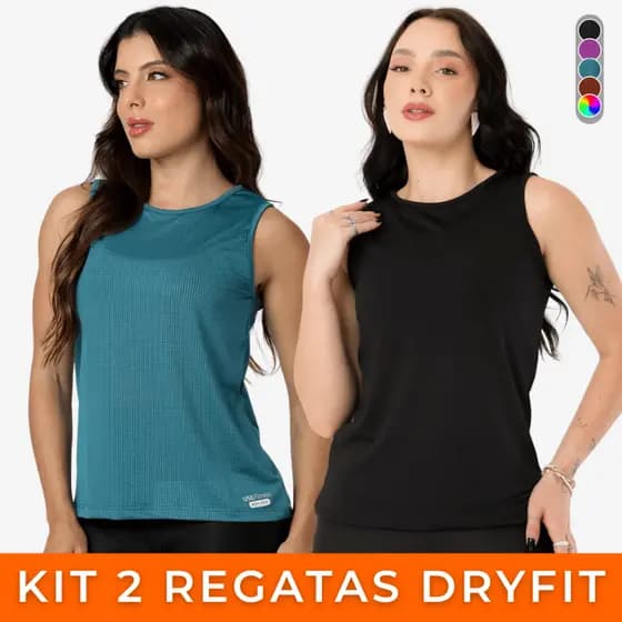 Kit 2 Regata Dry Fit Academia Fitness Blusa Feminina Básica Esportiva Treino Corrida