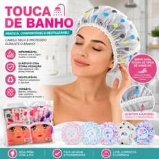 Touca de Banho Impermeável Com Elástico Para Cabelo Toca