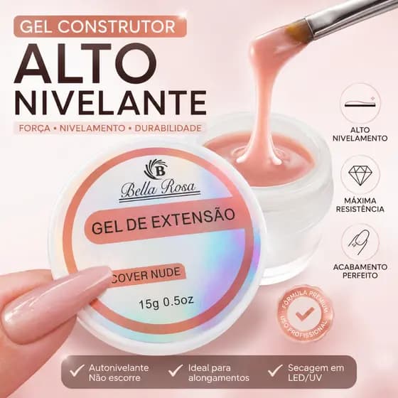 Gel Construtor Para Unhas Alongamento 15G Profissional Bella Rosa